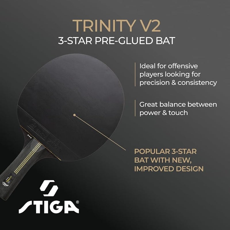 ستيجا مضرب تنس الطاولة STIGA Trinity V2 - خشب من الدرجة الثالثة، مطابق لمعايير ITTF، مع مقبض مريح ومتكيف - مناسب للاعبين الهجوميين - Image 4