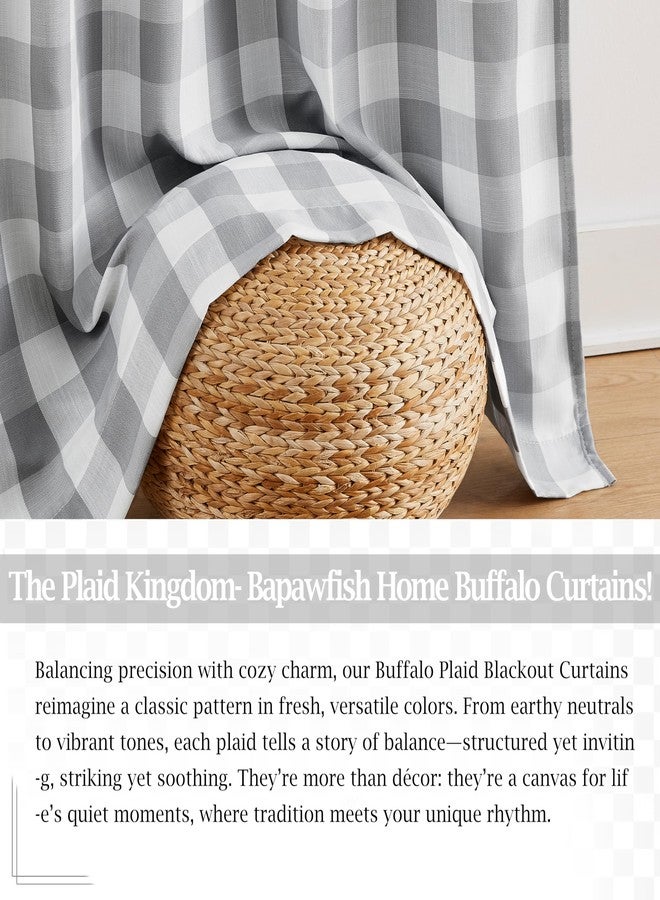 Bapawfish Grey White Buffalo Plaid Bedroom Curtain Panels 84 Inches Long,Farmhouse Full Blackout Drapes with Liner,Thermal Insulated Window Treatment for Living Room,Rod Pocket Back Tabs,40" Wx84 Lx2 - Image 5