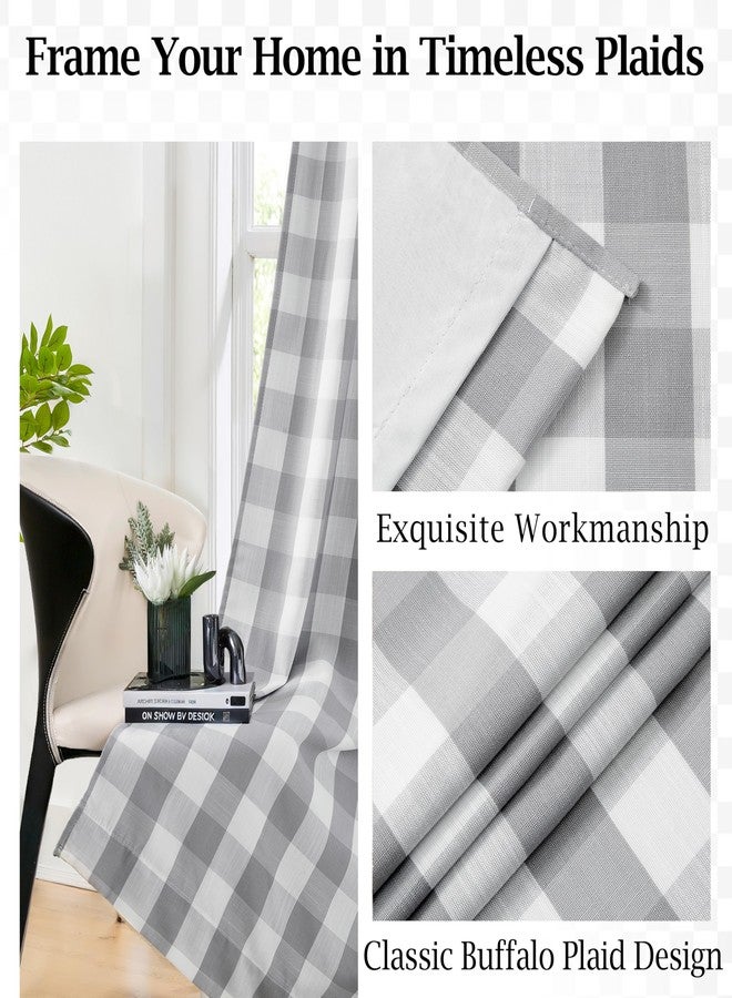 Bapawfish Grey White Buffalo Plaid Bedroom Curtain Panels 84 Inches Long,Farmhouse Full Blackout Drapes with Liner,Thermal Insulated Window Treatment for Living Room,Rod Pocket Back Tabs,40" Wx84 Lx2 - Image 4
