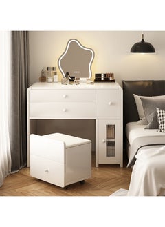keke Multifunctional Makeup Vanity Dressing Table with LED Mirror and Chair 80 CM  - Image 2