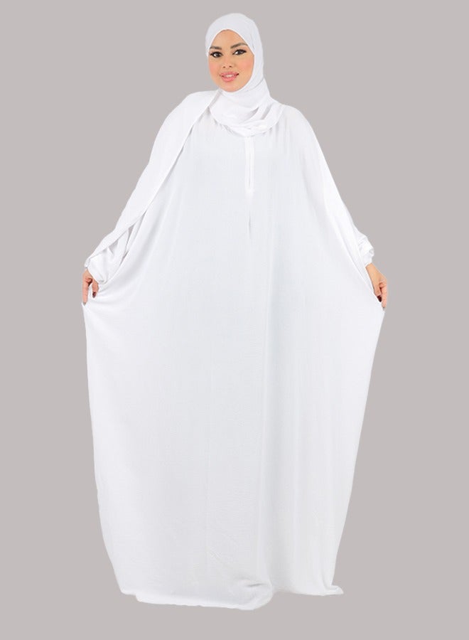 زمرد ثوب صلاة كريب سعودي عملي مع غطاء الرأس -ساده من زمرد فاشون  - Image 1