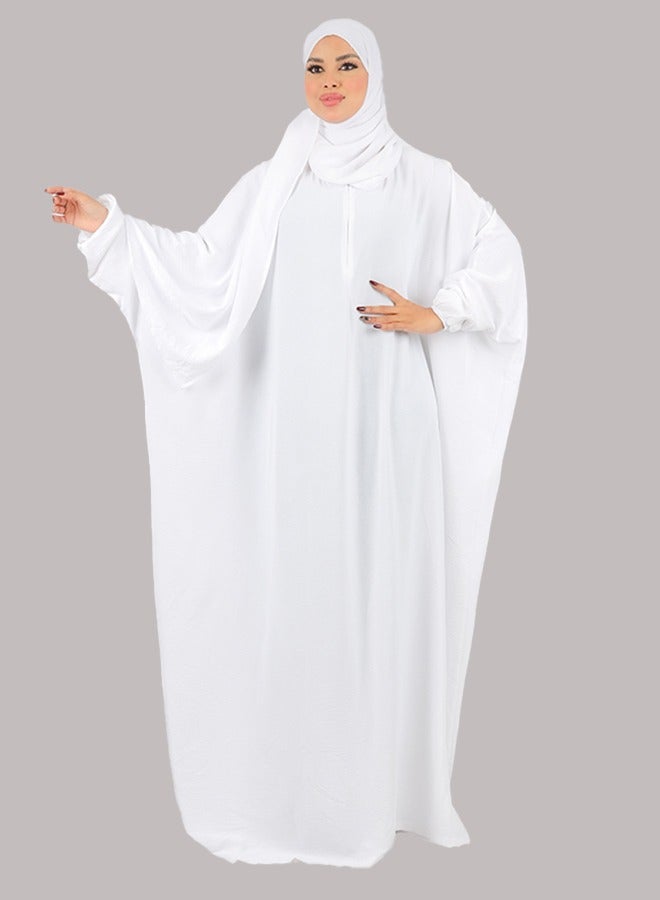 زمرد ثوب صلاة كريب سعودي عملي مع غطاء الرأس -ساده من زمرد فاشون  - Image 2