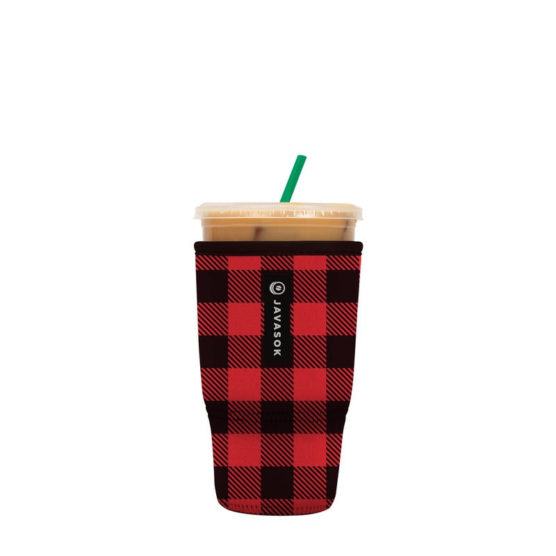 Sok It Sok It JavaSok Iced Coffee  Cold Soda Insulated Neoprene Cup Sleeve Buffalo Check Large 3032oz