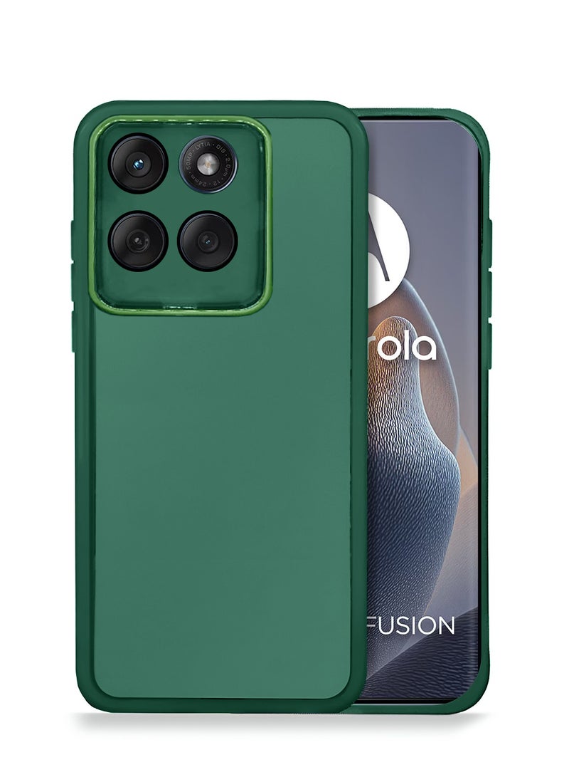 Wtech Motorola Edge 60 / Motorola Edge 60 Fusion 5G 2025 Soft Transparent TPU Camera Protection Silicone Ultra Thin Phone Stylish Electroplated Camera Border Back Case Cover - Dark Green - Image 1