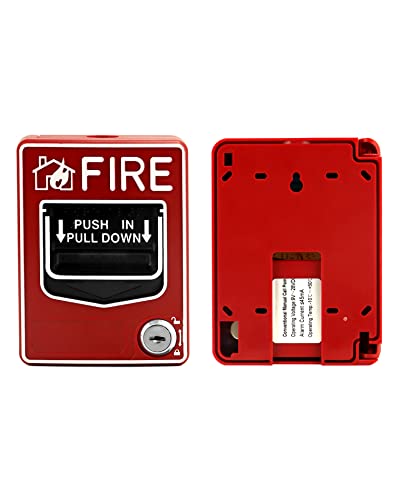 QWORK Wired Emergency Fire Alarm Station, Dual Action Manual Call Point Fire Alarm Panic Button 9-28VDC with 2 Keys - Image 2