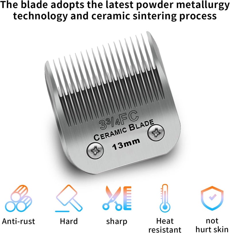DODAER 3-3/4FC Dog Grooming Ceramic Blades,Compatible with Andis,Oster A5,Wahl KM10 | Size 3-3/4FC Detachable Ceramic Blade 1/2-Inch 13MM Cut Length,3 Pack - Image 3