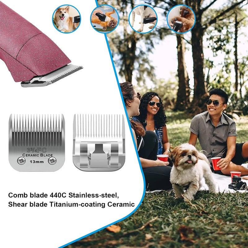 DODAER 3-3/4FC Dog Grooming Ceramic Blades,Compatible with Andis,Oster A5,Wahl KM10 | Size 3-3/4FC Detachable Ceramic Blade 1/2-Inch 13MM Cut Length,3 Pack - Image 2