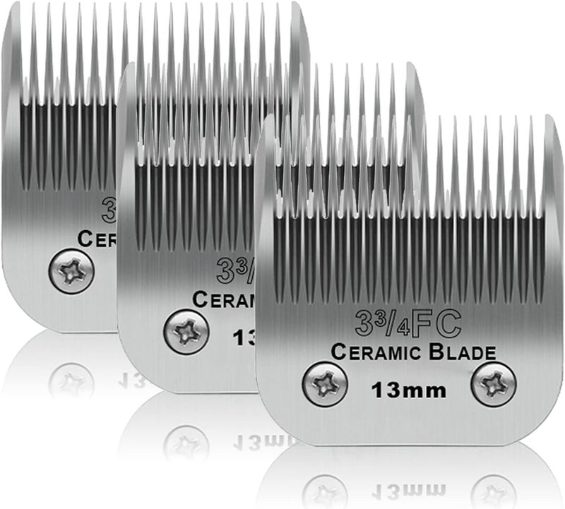 DODAER 3-3/4FC Dog Grooming Ceramic Blades,Compatible with Andis,Oster A5,Wahl KM10 | Size 3-3/4FC Detachable Ceramic Blade 1/2-Inch 13MM Cut Length,3 Pack - Image 1