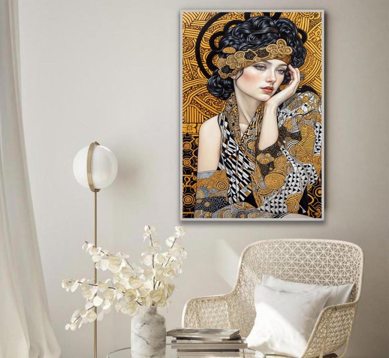 ماركتنا لوحة قماشية بتصميم بتصميم امرآة مع برواز مجوف مقاس (50×70) قطعة واحدة - Image 2