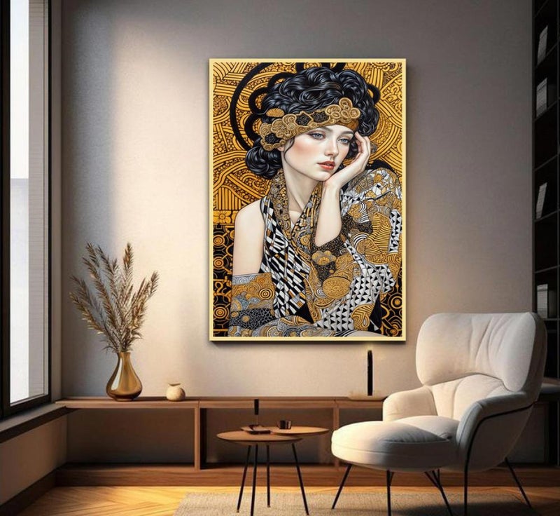 ماركتنا لوحة قماشية بتصميم بتصميم امرآة مع برواز مجوف مقاس (50×70) قطعة واحدة - Image 1