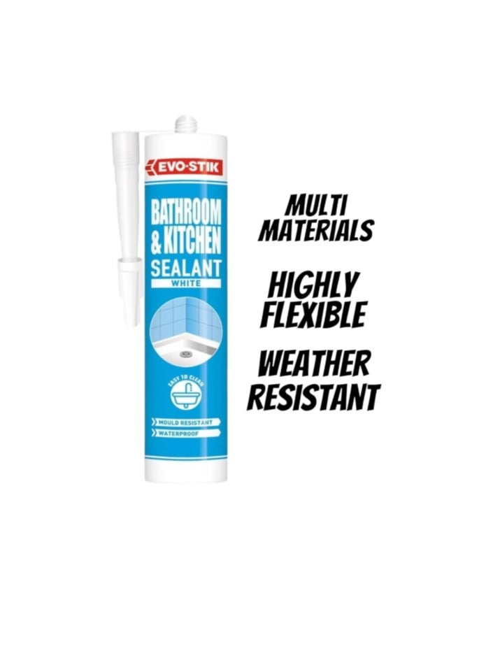 EVO-STIK Evo- Stik Kitchen And Bath Sealant, Mould Resistant, Ideal For Showers, Toilets Tiles, Easy Sanitary Sealant Cartridge Pack Of 2 - Image 2