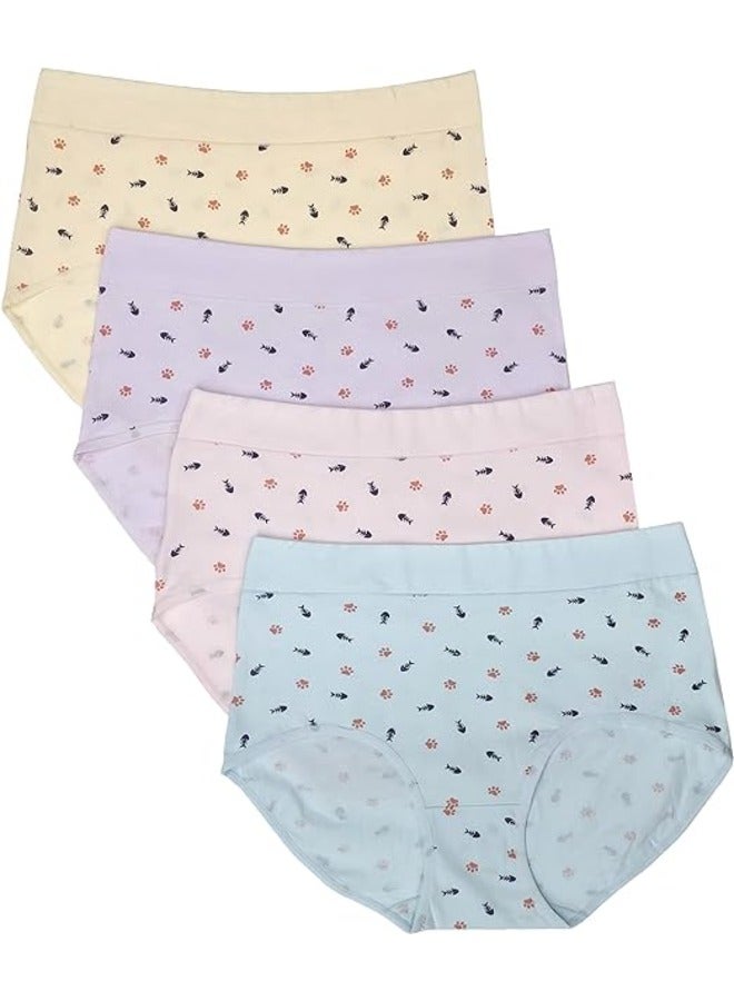 Love Bell Premium Cotton Four-way stretch Panties - MULTIPACK - Regular and Plus Sizes - Classic Briefs for Women (UAE/KSA, Alpha, 5XL, Regular, Regular, The Subtle Print - 4 PCS PACK) - Image 1