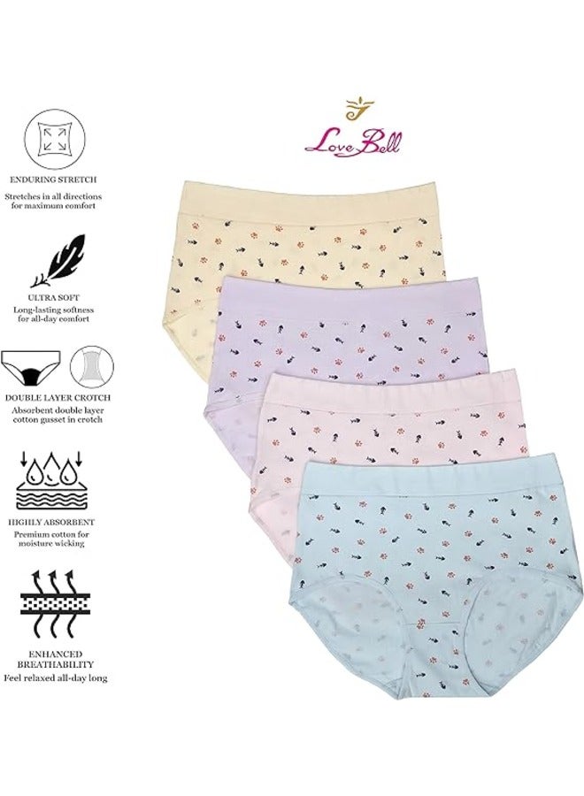 Love Bell Premium Cotton Four-way stretch Panties - MULTIPACK - Regular and Plus Sizes - Classic Briefs for Women (UAE/KSA, Alpha, 5XL, Regular, Regular, The Subtle Print - 4 PCS PACK) - Image 2