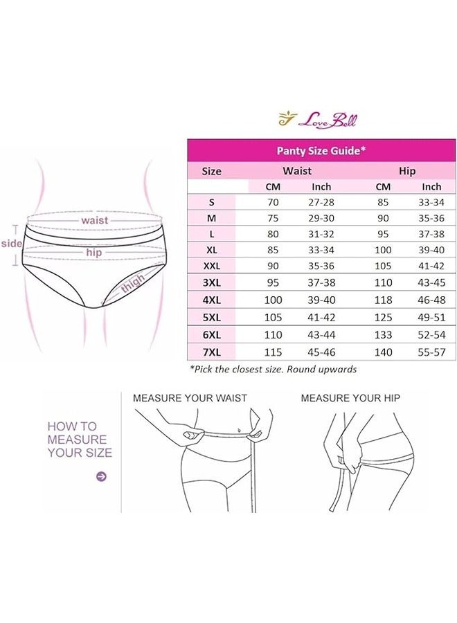 Love Bell Premium Cotton Four-way stretch Panties - MULTIPACK - Regular and Plus Sizes - Classic Briefs for Women (UAE/KSA, Alpha, 5XL, Regular, Regular, The Subtle Print - 4 PCS PACK) - Image 5