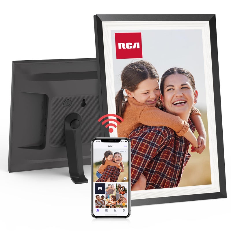 RCA 10.1â€ WiFi Digital Picture Frame, Electronic Photo Frames 32GB Storage, HD IPS Touch Screen WiFi Frame/Auto Rotate/Wall Mounted, Easy Setup in Uhale App to Share Photo/Video Anytime (Black) - Image 1