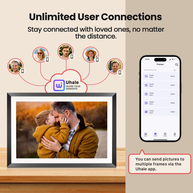 RCA 10.1â€ WiFi Digital Picture Frame, Electronic Photo Frames 32GB Storage, HD IPS Touch Screen WiFi Frame/Auto Rotate/Wall Mounted, Easy Setup in Uhale App to Share Photo/Video Anytime (Black) - Image 5