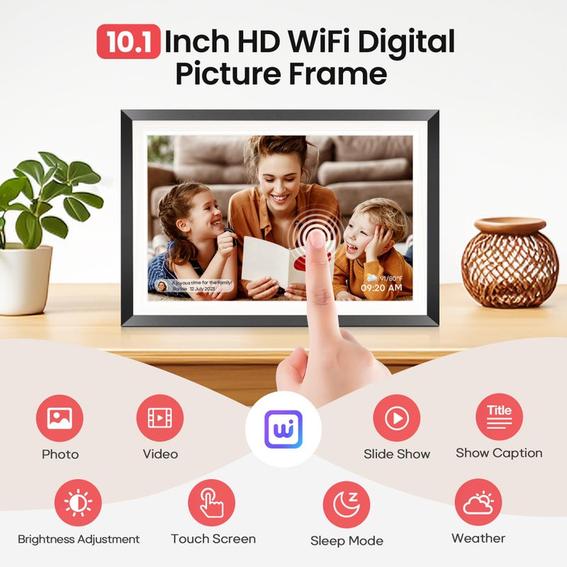 RCA 10.1â€ WiFi Digital Picture Frame, Electronic Photo Frames 32GB Storage, HD IPS Touch Screen WiFi Frame/Auto Rotate/Wall Mounted, Easy Setup in Uhale App to Share Photo/Video Anytime (Black) - Image 3