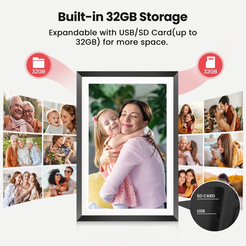 RCA 10.1â€ WiFi Digital Picture Frame, Electronic Photo Frames 32GB Storage, HD IPS Touch Screen WiFi Frame/Auto Rotate/Wall Mounted, Easy Setup in Uhale App to Share Photo/Video Anytime (Black) - Image 4
