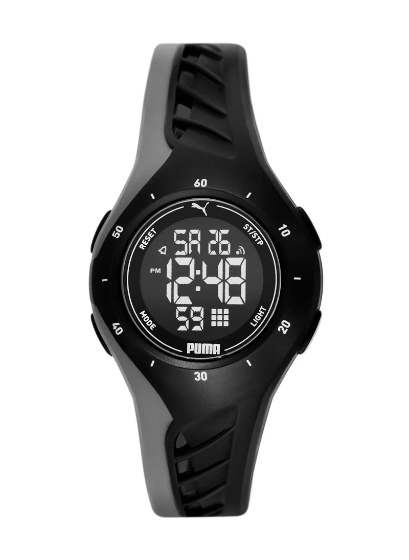 PUMA Unisex Digital Watch With Black Polyurethane Strap - 3 ATM - PU P6011