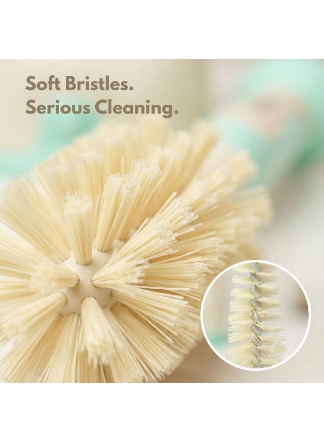 ترتيس طقم فرشاة تنظيف زجاجات الرضاعة للأطفال من تورتيز، مزود بفرشاة حلمات مخفية، شعيرات ناعمة، قاعدة تثبيت بالشفط لتجفيف صحي وتخزين منظم. - Image 5