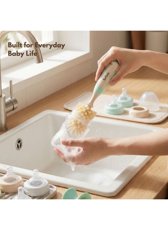 ترتيس طقم فرشاة تنظيف زجاجات الرضاعة للأطفال من تورتيز، مزود بفرشاة حلمات مخفية، شعيرات ناعمة، قاعدة تثبيت بالشفط لتجفيف صحي وتخزين منظم. - Image 4