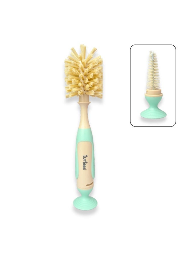 ترتيس طقم فرشاة تنظيف زجاجات الرضاعة للأطفال من تورتيز، مزود بفرشاة حلمات مخفية، شعيرات ناعمة، قاعدة تثبيت بالشفط لتجفيف صحي وتخزين منظم. - Image 1