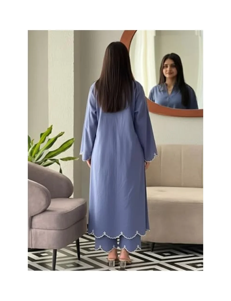 Gosriki GoSriKi Women's Viscose Embroidered Straight Kurta with Palazzo