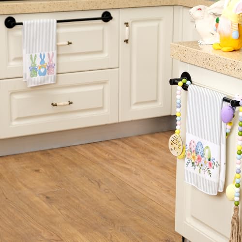 ARKENY Easter Kitchen Towels Set of 2,Beige Pink Bunny Floral Eggs Dish Towels 18x26 Inch Drying Dishcloth,Farmhouse Home Seasonal Spring Decorations AD217 - Image 5