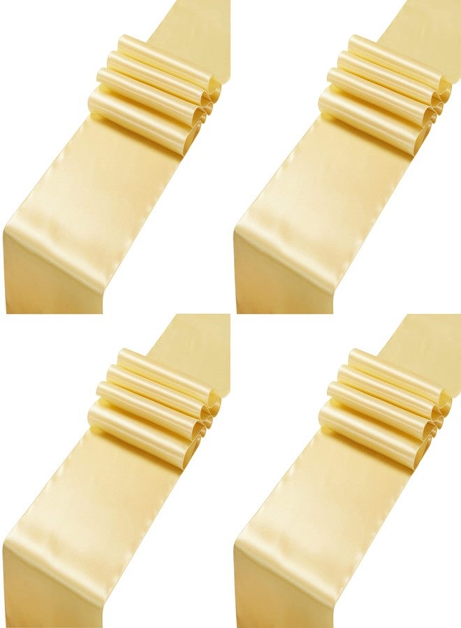 Counfeisly 4pcs Gold Satin Table Runners 14" x 72", Elegant and Smooth Silky Fabric Table Decor for Wedding Banquet Birthday Decoration - Image 1