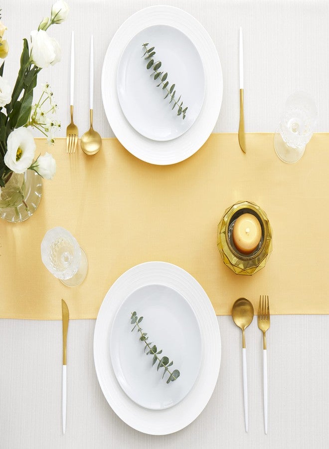 Counfeisly 4pcs Gold Satin Table Runners 14" x 72", Elegant and Smooth Silky Fabric Table Decor for Wedding Banquet Birthday Decoration - Image 4