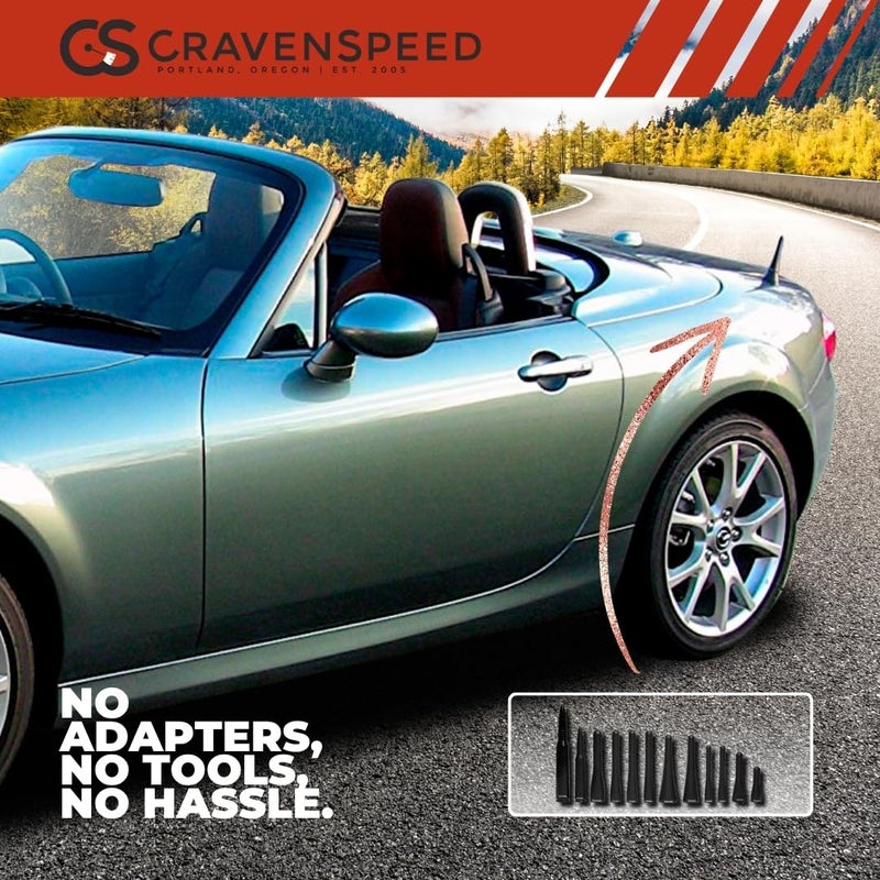 CravenSpeed Stubby Antenna Compatible with Mazda Miata 2006-2026 | 3.8 inches | Short Antenna Replacement | Made in The USA - Image 1