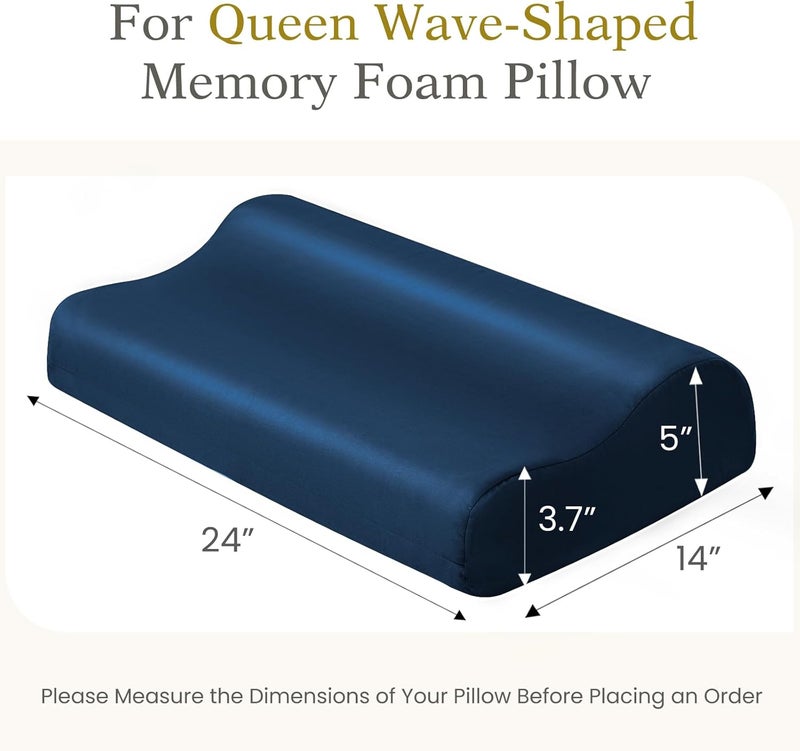 ELIBABA Contour Pillowcase- Rayon Derived from Bamboo Cooling Pillow Case Cover for Contour Cervical Neck Pillow- Breathable Silky Soft Pillowcase for Hot Sleepers,24 x14 x5/3.7 Inches 1 Piece Navy Blue - Image 3