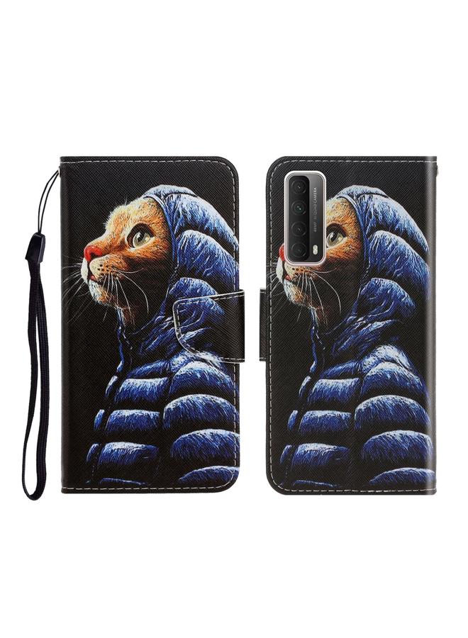 إيدويي جراب جلدي أفقي قابل للطي برسومات ملونة مع حامل وفتحة للبطاقات ومحفظة لهاتف هواوي بي سمارت 2021 / واي 7 ايه - Image 1