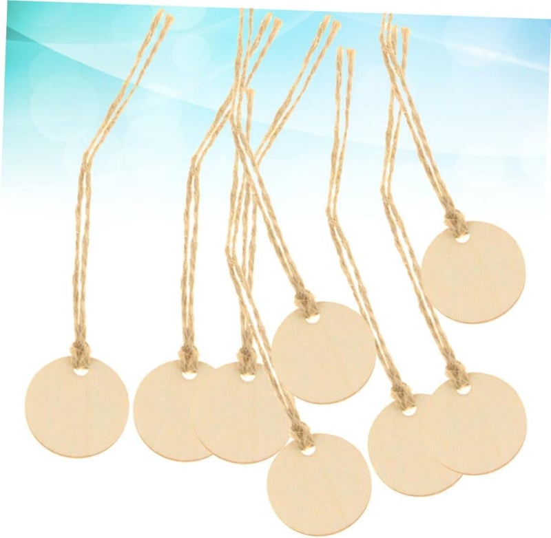 Healifty 50pcs Rustic Wooden Wine Bottle Tags Hanging Plaque Pendants with Rope for DIY Crafts Wedding Party Home Decor Round Beige Gift Labels - Image 4