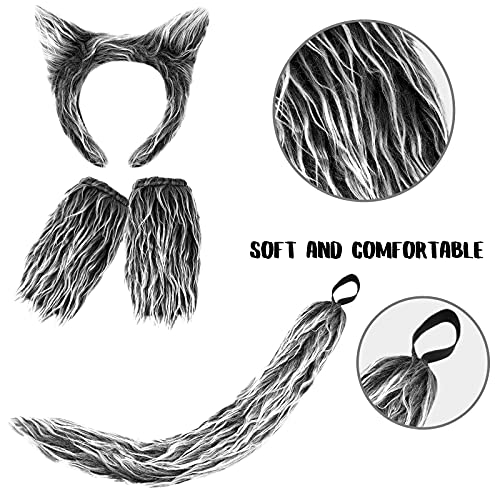 Exlinonline Werewolf Wolf Costume With Headband,Gloves,Ears and Tails For Mens,Women, Kids,Boys, Girls All In One Halloween Dress-Up Accessories Kit - Image 4