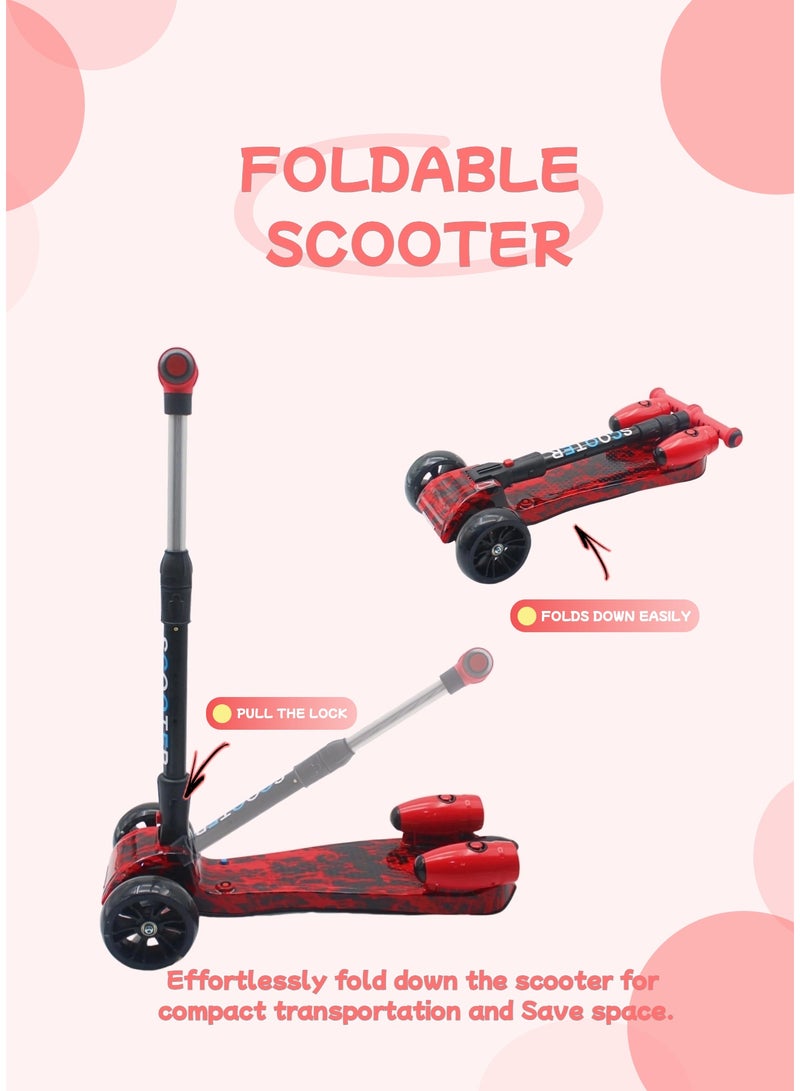 EASY FUTURE Bluetooth Speaker Lean-to-Steer Kids Scooter with LED Wheels & Mist Spray Smoke Effect – 3 Wheel Kick Scooter for Ages 3–14, Adjustable Height & Foldable Design Including Full Protective Gear Set - Image 4