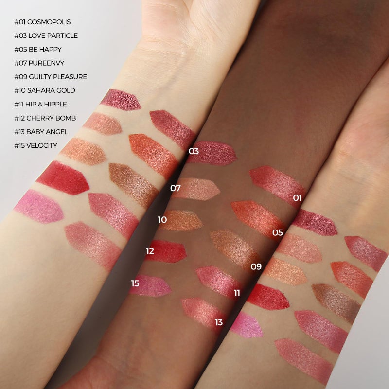 Anglicolor Glitter Metallic Coral Lipstick,High Impact Lipcolor,Lightweight Hydrating Formula Smooth and Non-Sticky,Orange Lipstick For Women,Full-Coverage Lip Makeup (05 BE HAPPY,4g) - Image 5