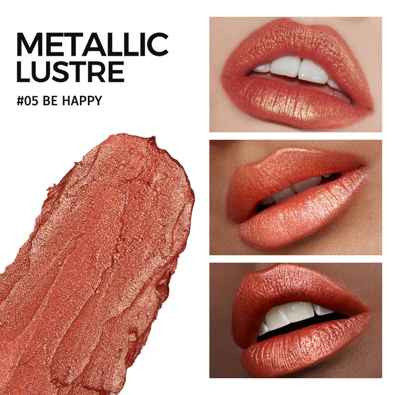 Anglicolor Glitter Metallic Coral Lipstick,High Impact Lipcolor,Lightweight Hydrating Formula Smooth and Non-Sticky,Orange Lipstick For Women,Full-Coverage Lip Makeup (05 BE HAPPY,4g) - Image 2
