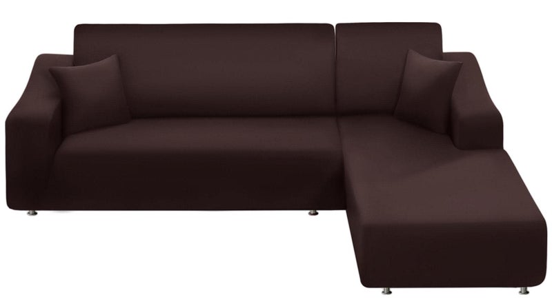 NAISI Couch Cover L Shape 2 Pieces Sofa Cover Soft Stretch Slipcovers with 2pcs Pillowcases Furniture Protector Sectional Couch Covers 3 Seater 3 SeaterCoffee