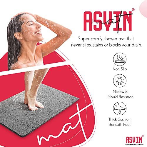 Asvin Soft Textured Bath, Shower, Tub Mat, 24x16 Inch, Phthalate Free, Non Slip Comfort Bathtub Mats with Drain, PVC Loofah Bathroom Mats for Wet Areas, Quick Drying - Image 3