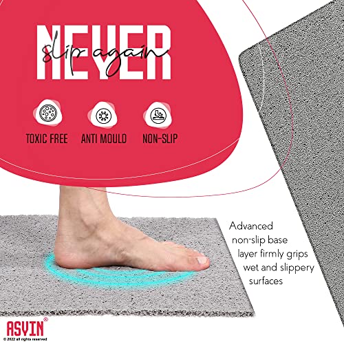 Asvin Soft Textured Bath, Shower, Tub Mat, 24x16 Inch, Phthalate Free, Non Slip Comfort Bathtub Mats with Drain, PVC Loofah Bathroom Mats for Wet Areas, Quick Drying - Image 4