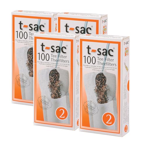 T-Sac Tea Filter Bags, Disposable Tea Infuser, Number 2-Size, 2 to 4-Cup Capacity, Set of 400 - Image 1
