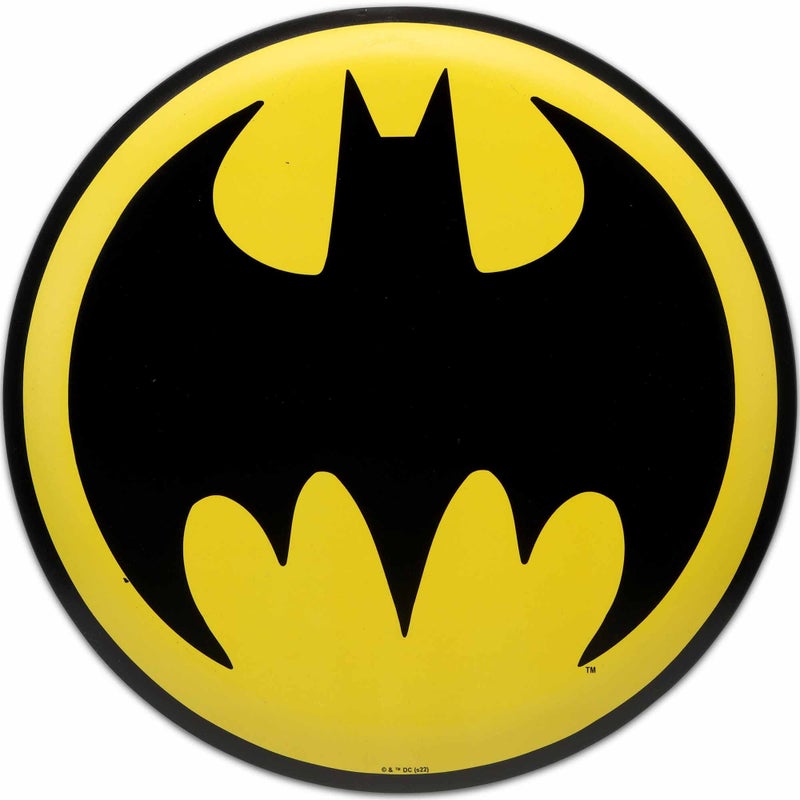 DC Comics Batman Bat Signal Round Embossed Metal Sign Vintage Batman Wall Decor for Man Cave or Movie Room