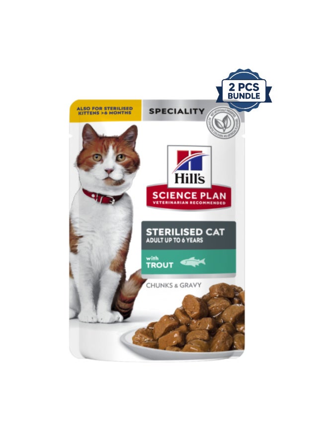 Hills Hill’s Science Plan Sterilised Cat Adult Cat Wet Food With Trout Pouches - 2X85G