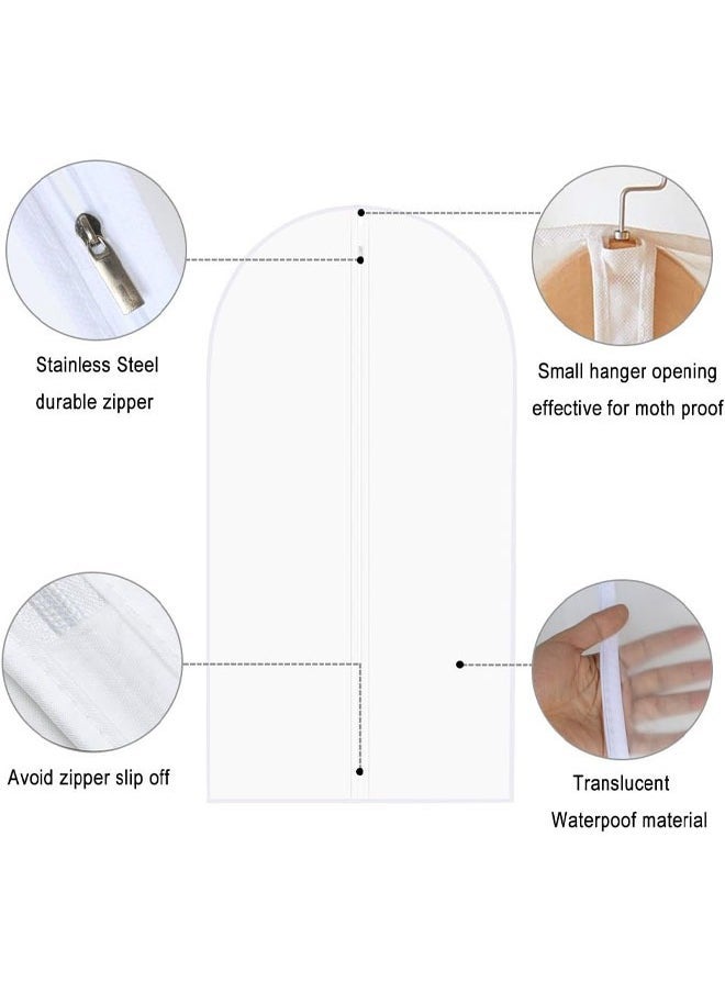 Hihonor 5 Pieces Garment Bags, Dustproof Garment Covers, Shirts Coats Jackets Long Dress Bags Clothes Covers with Zipper, Translucent Suit Covers Garment Bags for Hanging Clothes, Suit Bags for Travel & Storage  - Image 2