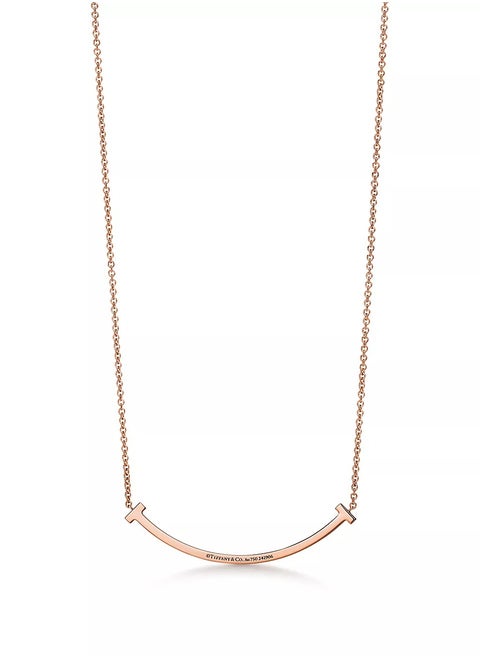 Tiffany T Smile Small Pendant in Rose Gold with Diamonds