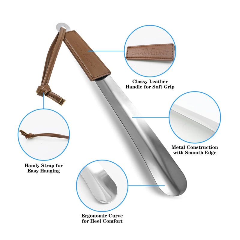 Charmount Metal Shoe Horn - 12 Inch Long Shoe Horns for Senior, Men, Women, Kids, Stainless Steel Shoehorn with Handle (Durable, Upgraded 2mm Thick) - Image 3