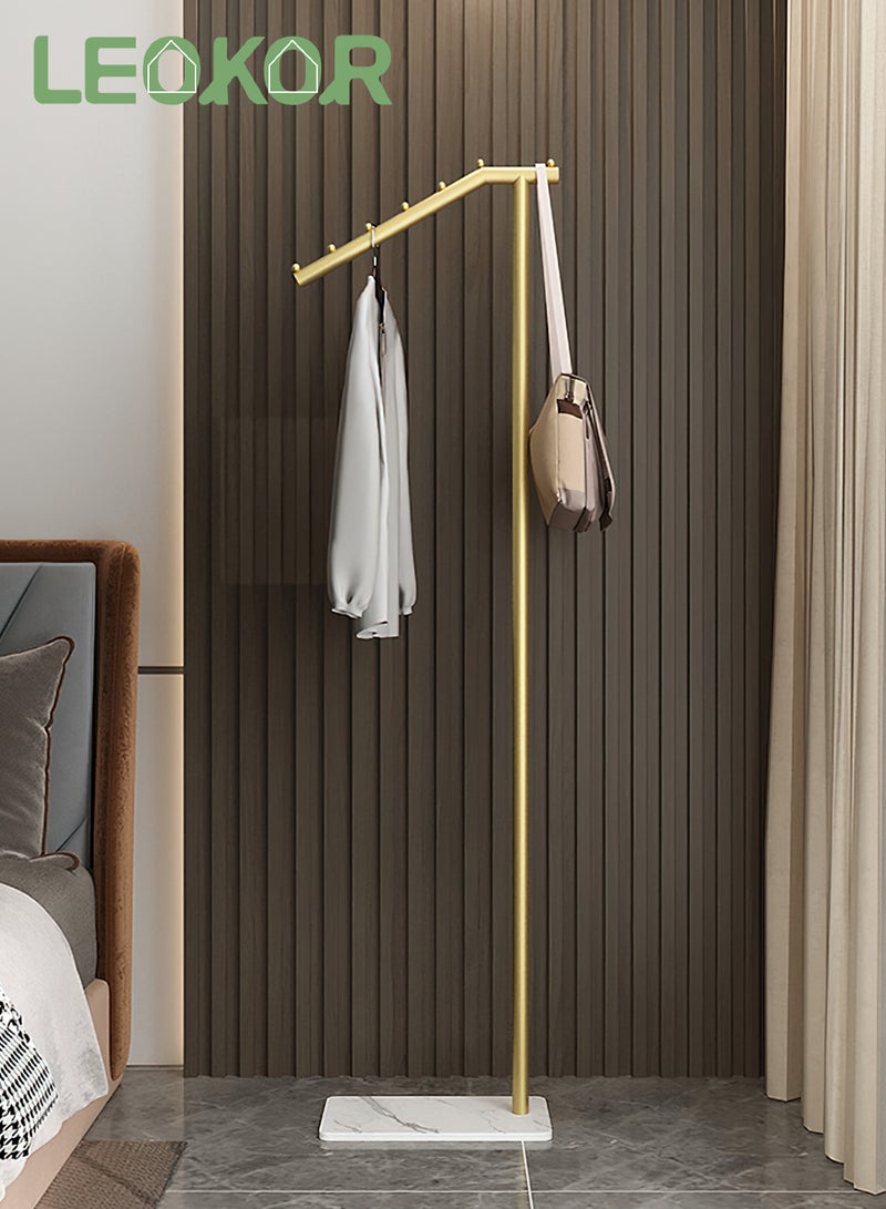 LEOKOR Coat Rack, Freestanding Coat Hanger Stand with Marble Base, Heavy Duty Metal Clothing Stand with Crossbar and 3 Hooks, 170cm Tall for Entryway, Bedroom, Office - Image 1