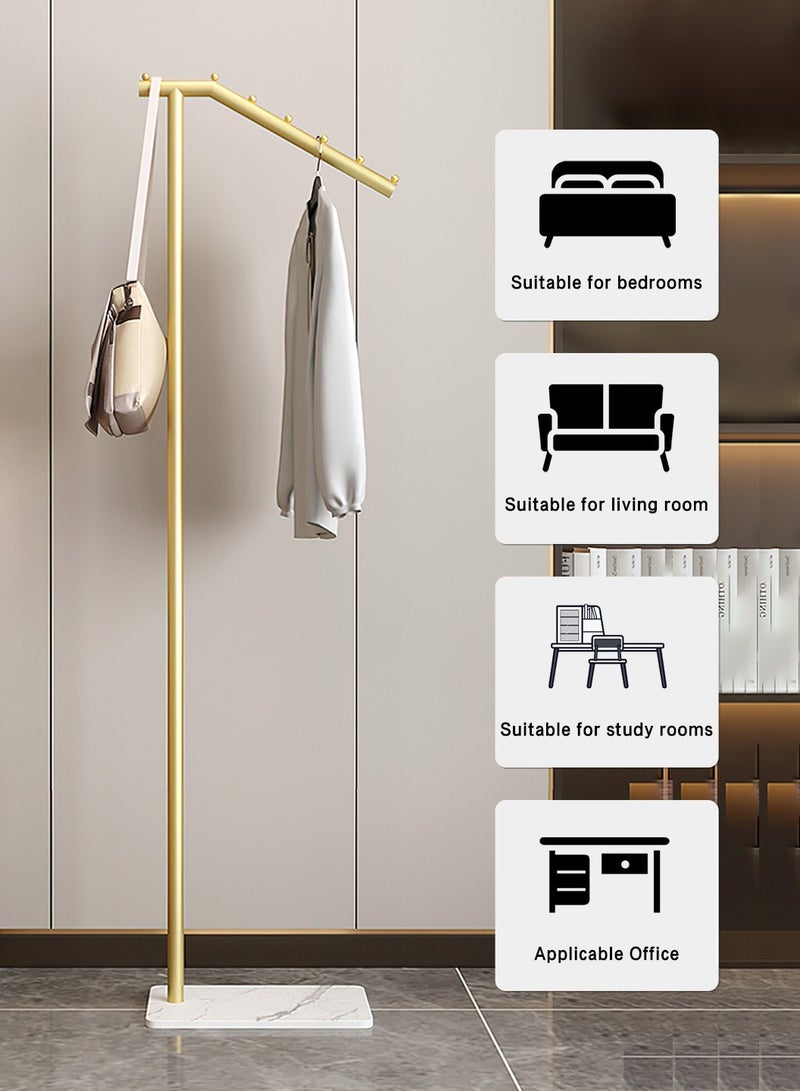 LEOKOR Coat Rack, Freestanding Coat Hanger Stand with Marble Base, Heavy Duty Metal Clothing Stand with Crossbar and 3 Hooks, 170cm Tall for Entryway, Bedroom, Office - Image 2