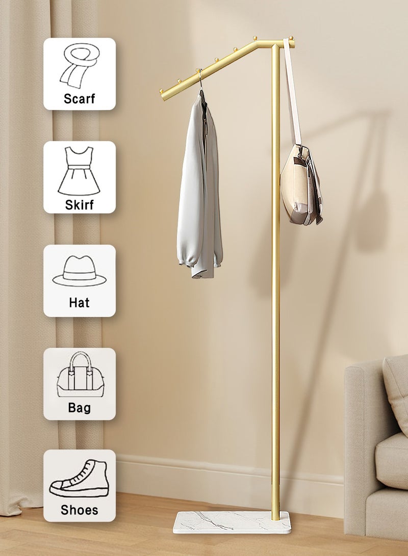 LEOKOR Coat Rack, Freestanding Coat Hanger Stand with Marble Base, Heavy Duty Metal Clothing Stand with Crossbar and 3 Hooks, 170cm Tall for Entryway, Bedroom, Office - Image 3